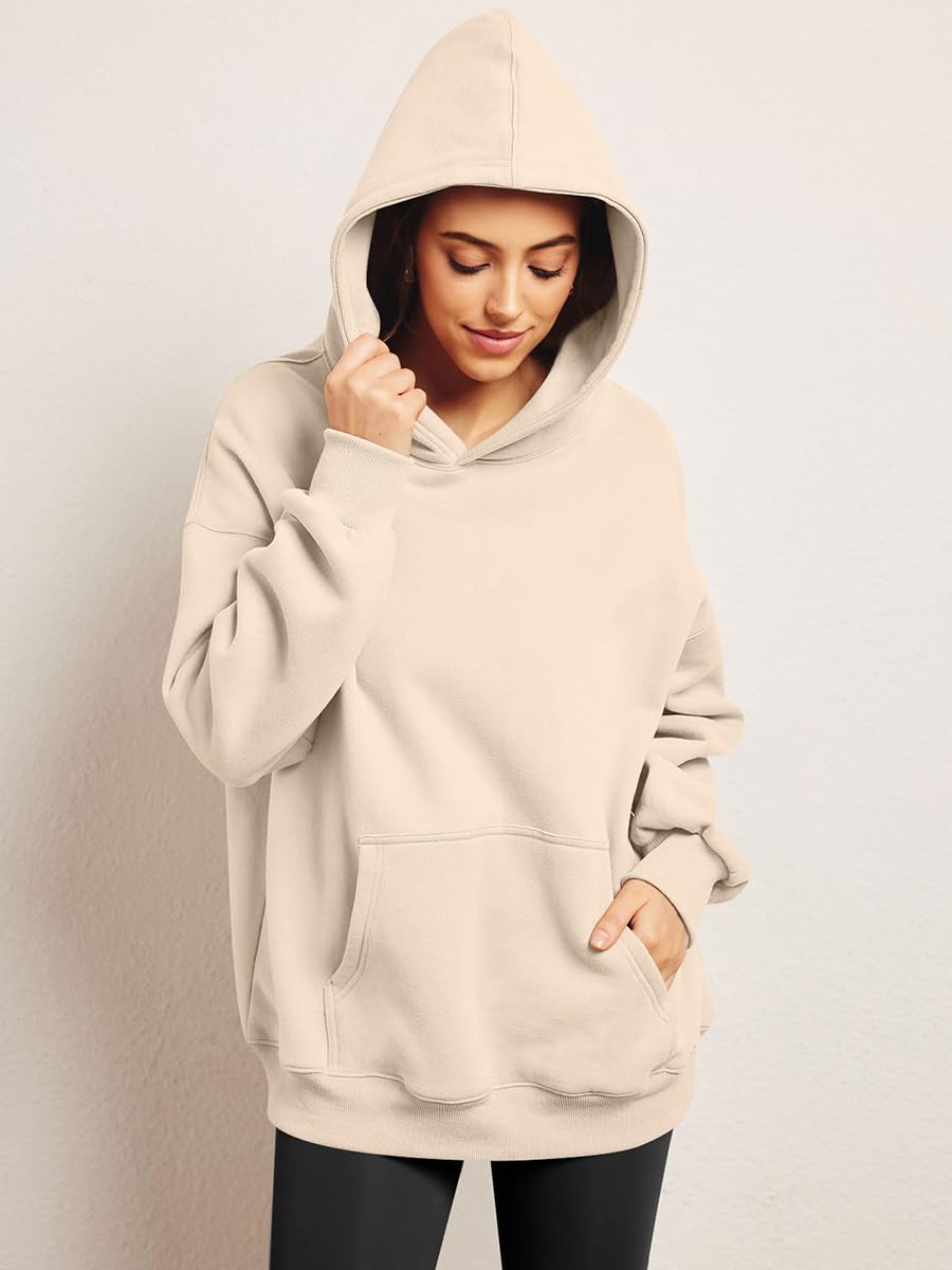 2024 Felpe Oversize da Donna Pullover Manica Lunga Moda Top Casual Felpa con Cappuccio Foderata in Pile Autunno