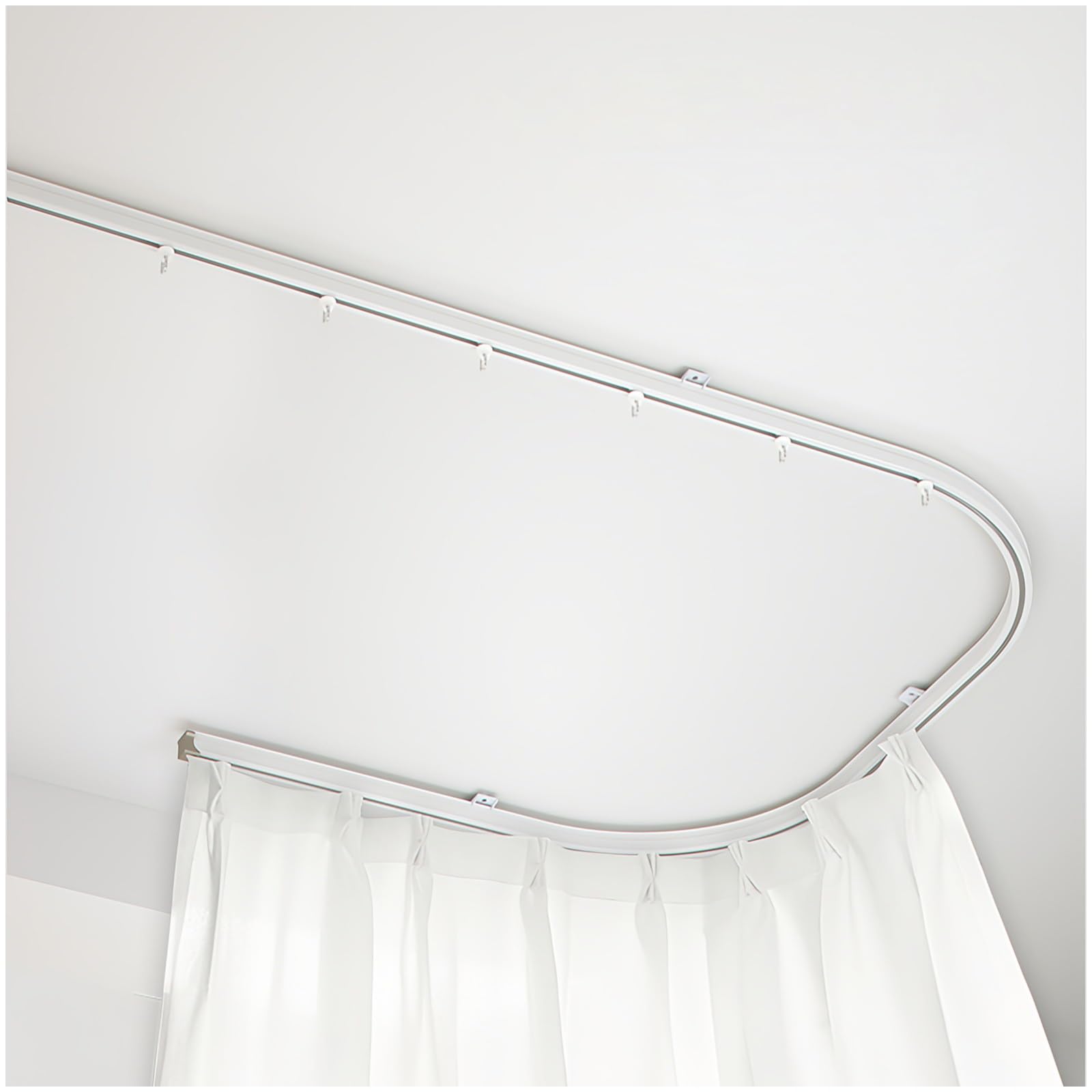 GLDYTVF 1-Piece 3m Flexible Curtain Track Heavy-Duty Aluminum Alloy Supports 20kg per Roller Ideal for RV Curtains Room Dividers & Shower Curtains (9.8FT)