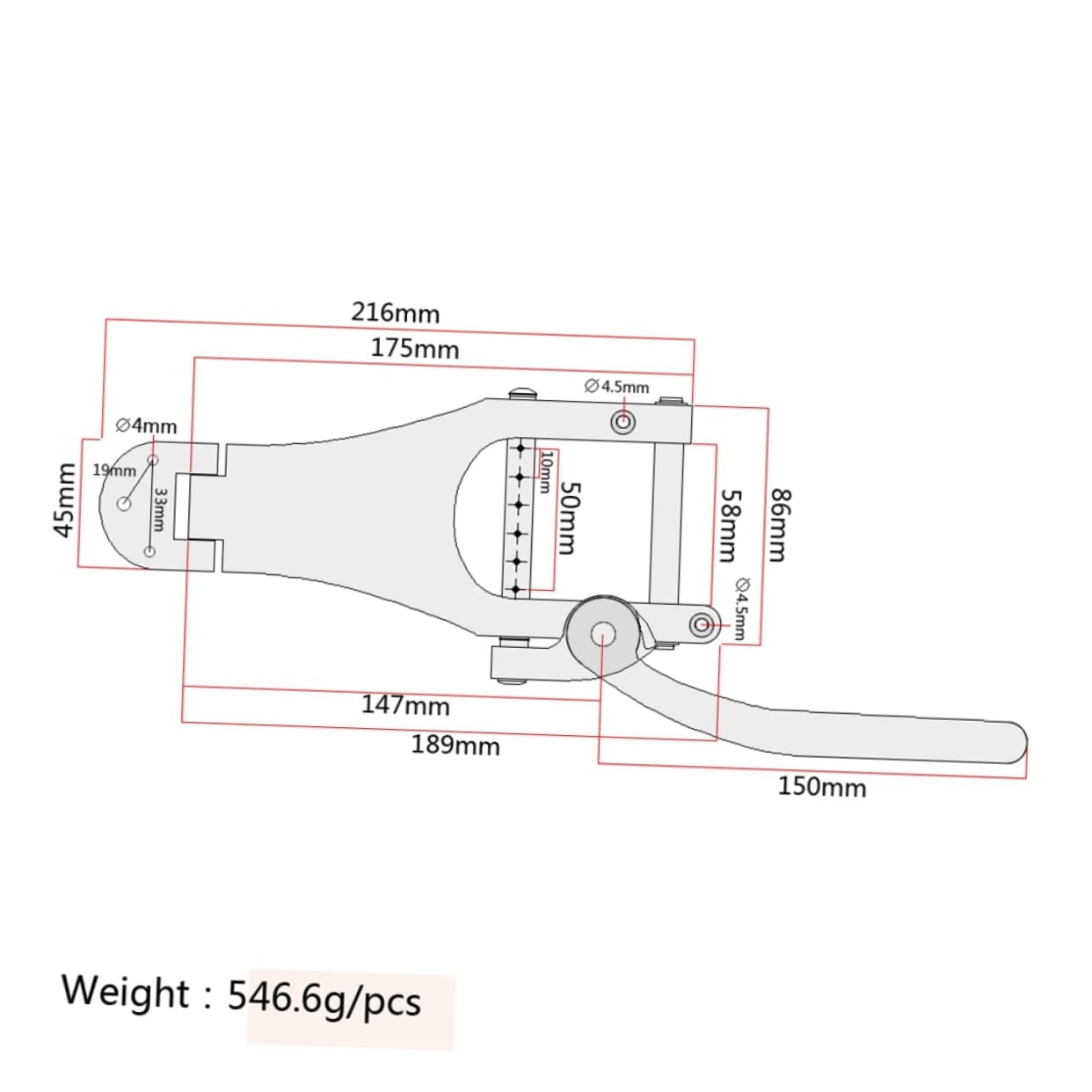 Ponte Tremolo Vibrato per Chitarra Elettrica Argento Ga409 | Set Ricambio Tailpiece, Metallo Ben Lucidato, Superficie Riflettente, Fissaggio Semplice