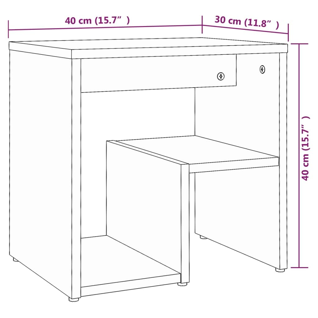 vidaXL Comodini Grigio Sonoma 2 pz 40x30x40 cm in Legno Multistrato