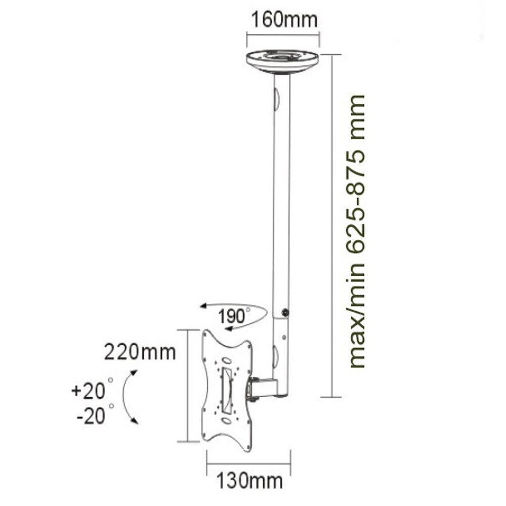 Maclean MC-504A S - Montaje Soporte de Techo para Monitor Pantalla LCD LED TV 23-42