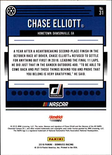 2019 Donruss #31 Chase Elliott NAPA Auto Parts/Hendrick Motorsports/Chevrolet Racing Trading Card