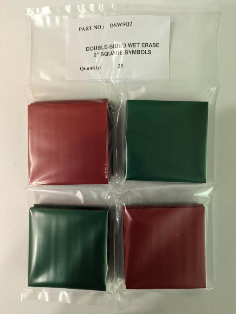 Data Control Inc Flip Over Double-Sided Magnetic Symbols (Square) 2" x 2" Medium Green/Red, 25 Magnets