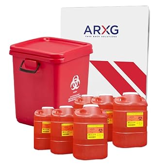 28gal 1PK and 2gal 6PK Mail-in Take Back Sharps Containers with Destruction Services for Safe & Environmentally-Responsible Needle Disposal | Home, Personal, Travel, and Professional Use