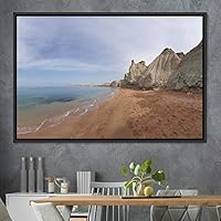 Framed Canvas Wall Art Coastal Scenery Aerial Coastal Cool Multicolor Ocean Photography Realism Relax/Calm - 16x24 inches