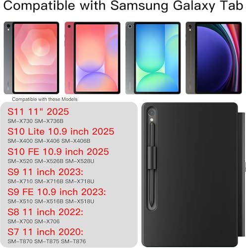 Image of RTSY Magic Style Keyboard case for Samsung Galaxy Tab S11, S10 Lite, S10FE, S9, S9 FE, S8, S7 (11 /10.9 Inch) with 7-Colors Backlit & Precision Trackpad, Floating Cantilever Magnetic Stand (Black)