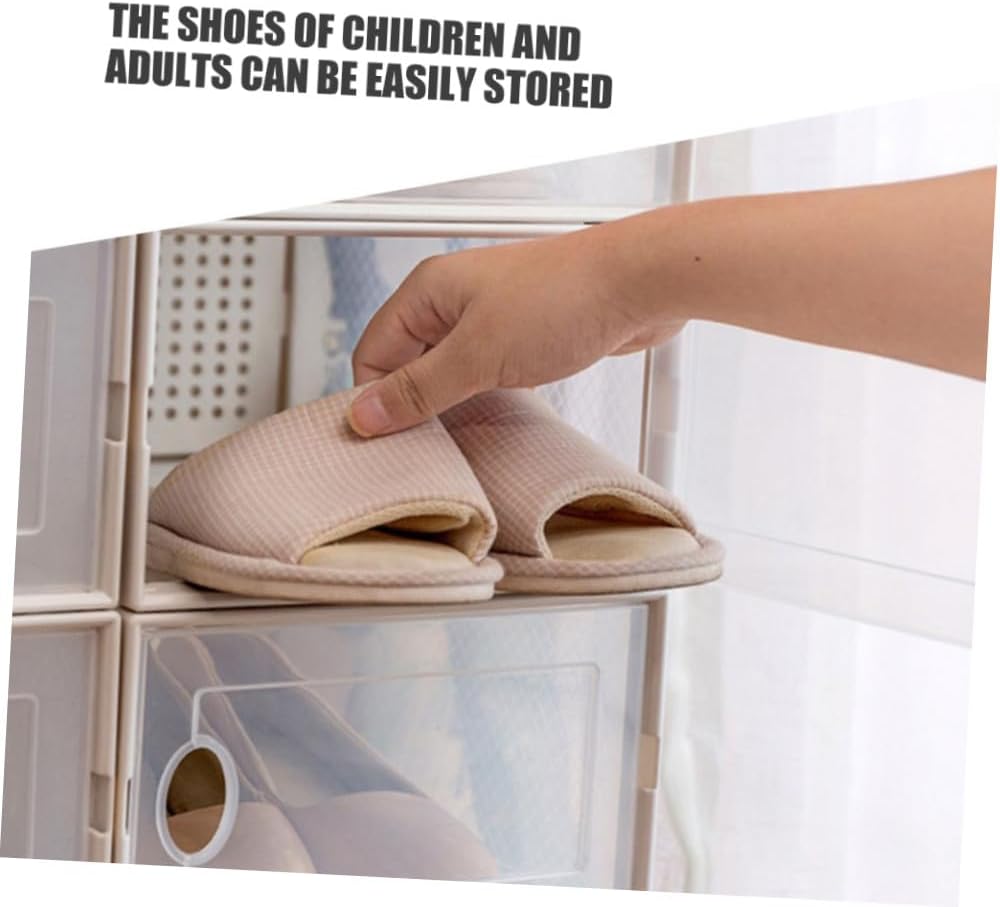 Outanaya Overlapping Shoe Organizer – 1-Piece Dustproof Top-Opening Shoes Box White Color Household Storage Solution for Sneakers and Heels