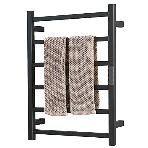 ZQFIDFYR Towel Warmer with Touch Timer, Bathroom Electric Heated Towel Rack Radiator for Bathroom, Wall-Mounted 304 Stainless Steel Thermostat Heated Towel Rail (Black Plug in)