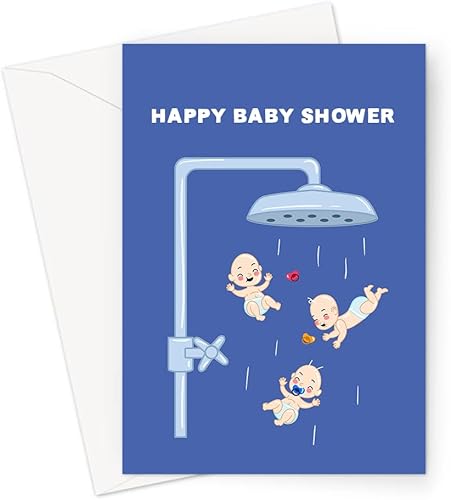 Tarjeta de felicitación Happy Baby Shower Funny Babies Falling Out Of A Shower Head Baby Shower Card, You're Having A Baby