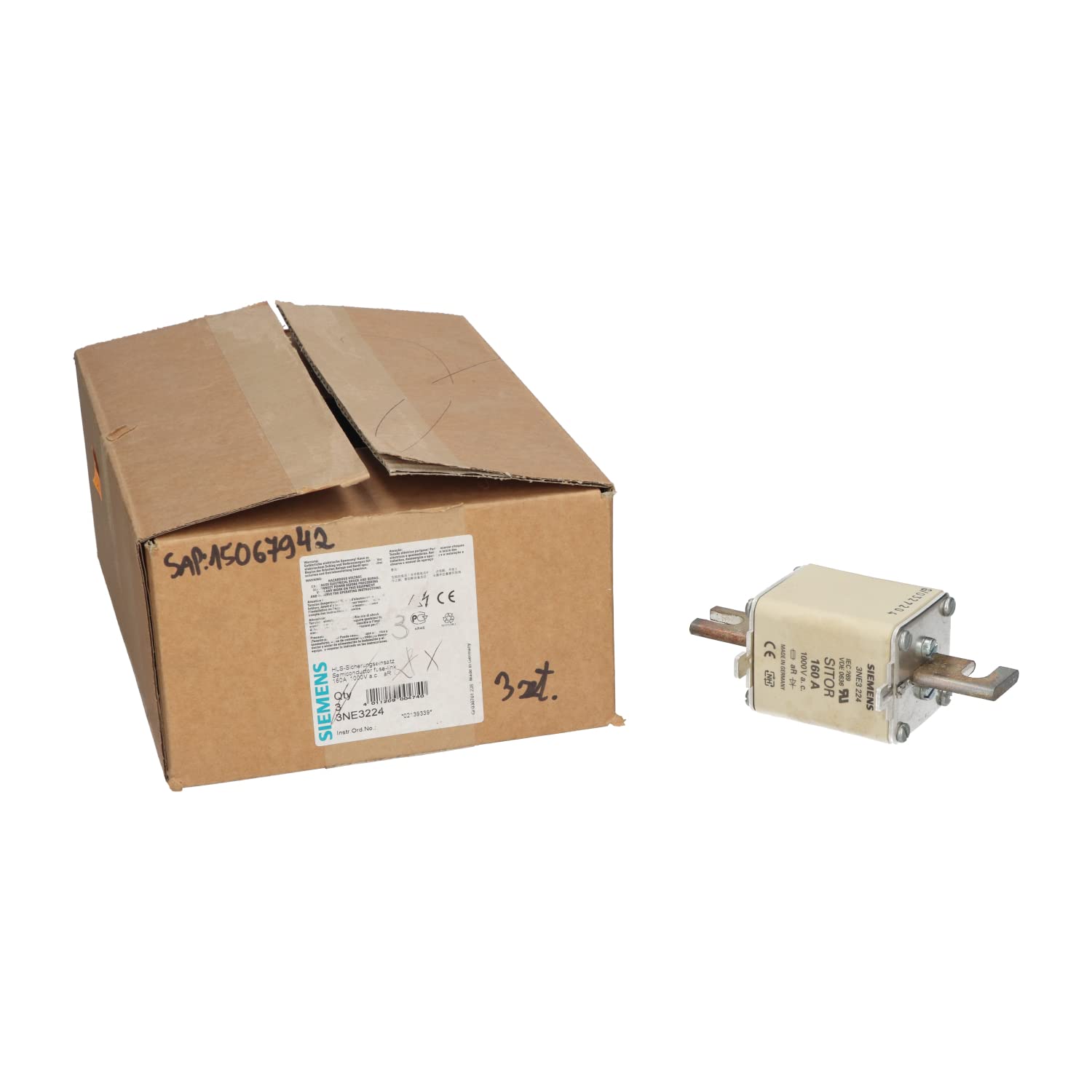 Fusible 160 A 1000 V Siemens Sitor T-1 aR contre les surcharges de tension