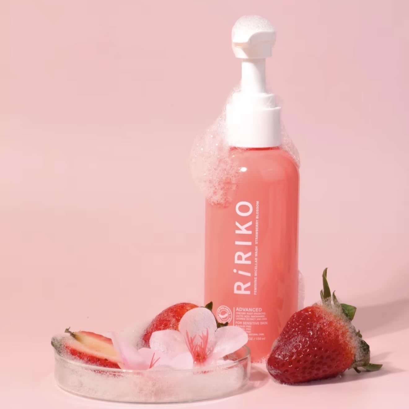 Ririko Gentle Micellar Wash Strawberry Blossom - Soft Refreshing Daily Cleanser for Sensitive Skin, 150ml