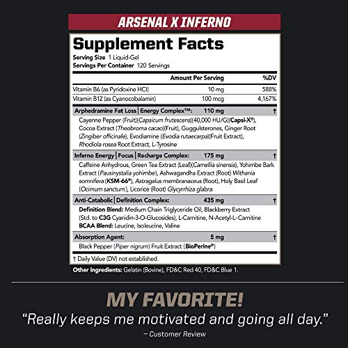 PMD Sports Arsenal X Inferno Superior Fast-Acting Liquid Gel Thermogenic Dietary Supplement - Fat Burner and Muscle Maintenance - Increase Metabolism and Energy Booster - 120 Liquid Gels - Image 3