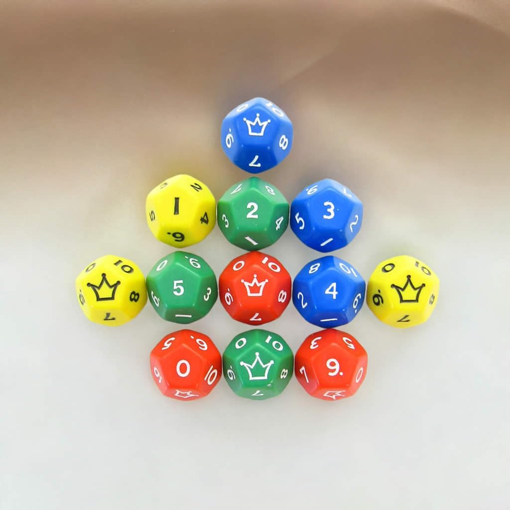 Assorted Jester Dice D12 18mm (23/32in) Pack of 12 Koplow Games