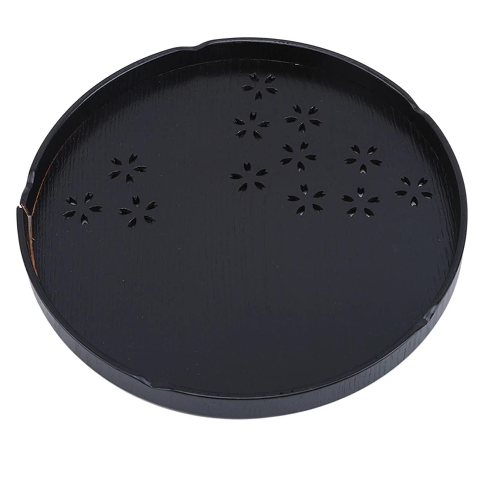 Bandeja Bandeja Redonda de Madera Maciza for Servir té y café, Aperitivos y Comidas, Plato for Restaurante, bandejas for Cocina, Bandeja de Madera for Comida y té(Black)