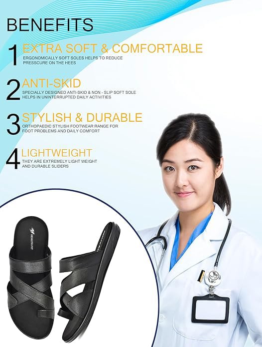 Image of HEALTH FIT Extra Soft Diabetic & Orthopedic Slippers /Doctor Chappal & Foortwear-Men