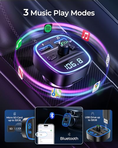 image for LENCENT FM Transmitter, Bluetooth FM Transmitter Wireless Radio Adapte