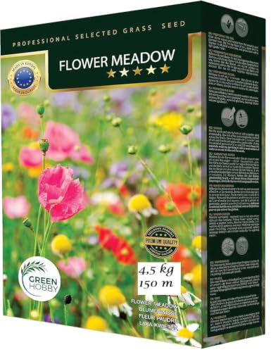 Green Hobby Rasensamen Wildblumen Samen Grassamen mt Wildblumensamen Mehrjährig 4,5 kg Blumenwiese