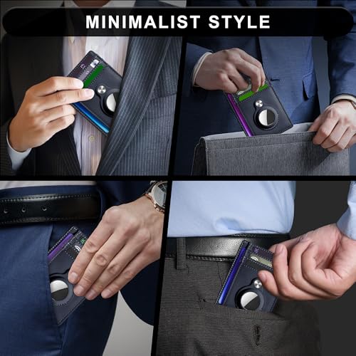 Image of Hawanik Slim Minimalist Front Pocket Wallet with Built-in Case Holder for AirTag