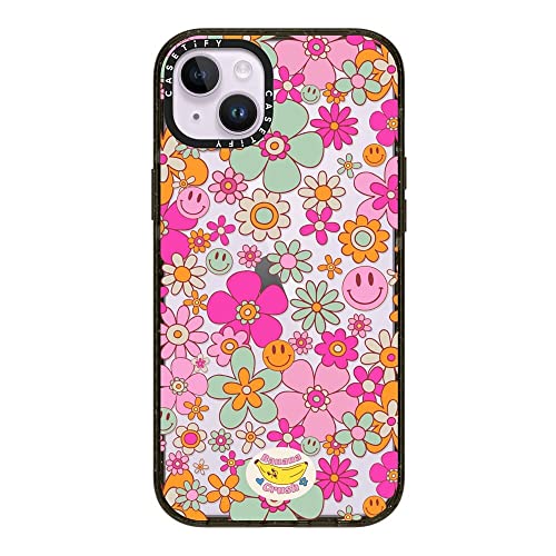 Coque Impact CASETiFY iPhone 14 Max imprimé Groovy protection antichoc transparent noir brillant