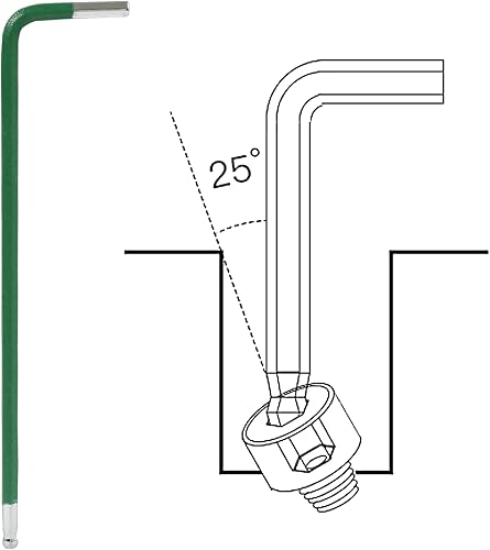 Miniatura 3 de Zorveiio Juego de llaves Allen de extremo de bola de 0.098 in, juego de llaves Allen métricas de ángulo de 25, llave Allen hexagonal verde, paquete
