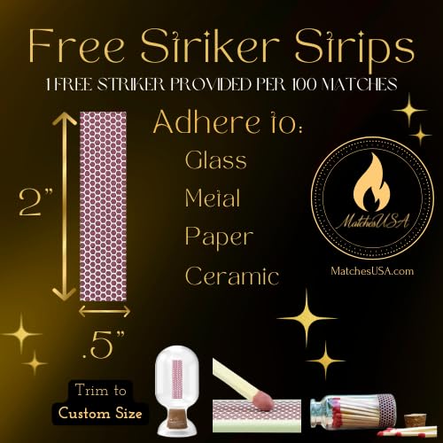 200 Count | 4" Long Gold & Black Matches | Color Safety Match Bundle (4 inches) | Replacement Refill Long for Fireplace & Candles | Wooden Wood Matchsticks