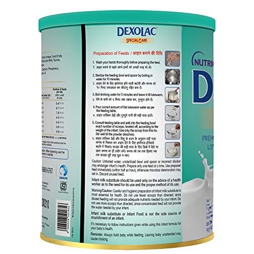 Image of Dexolac Special Care Infant Formula Powder for Premature Baby (Born Before 37 Weeks), 400 g Tin