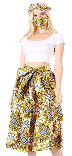 Sakkas 16321 - Africaine néerlandaise Ankara Wax Imprimer Full Circle Jupe - 617-blanc - OS