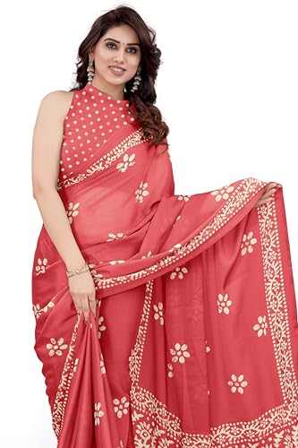 Image of MIRCHI FASHION Saree for Woman Chiffon Batik Printed | Lightweight Daily Wear Women's Office Sari with Blouse Piece (Available in 40 Colours)