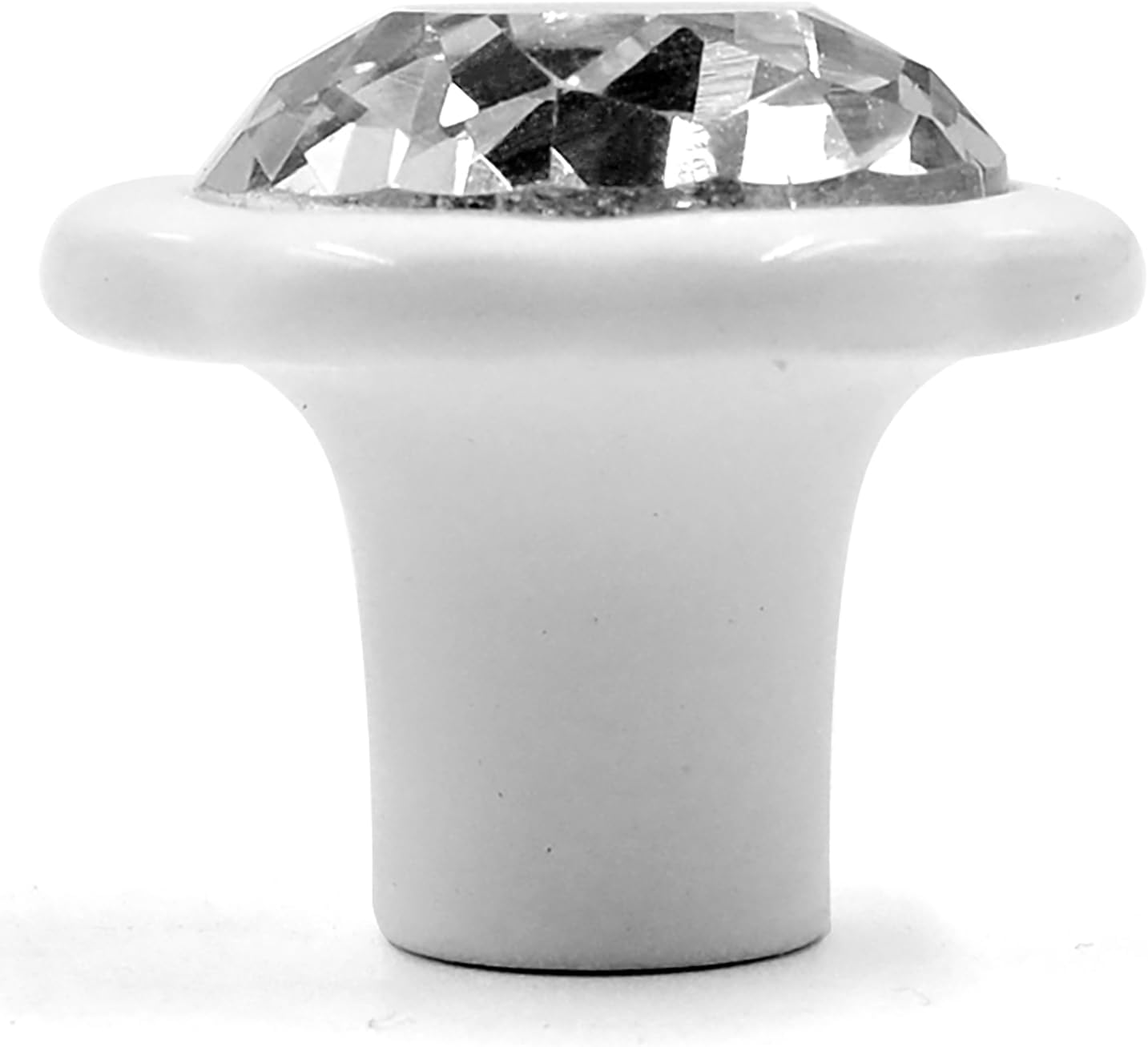 JETLAND Cabinet Drawer Crystal Knobs, 6-Pack, White with Clear Glass, 1-3/8" Diameter, Shining Daisy, Cabinet Handles for Dresser Nightstand Furniture, PW6738WW035