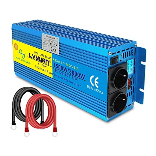 Yinleader spänningsomvandlare 1500 W/3 000 W 12 V 230 V ren Sinus växelriktare LED + LCD Power Inverter med 2 uttag och LCD-skärm, för bil, husvagn, båt, camping, resor