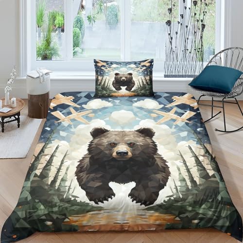 Housse de couette ours géométrique 135x200 cm avec 2 taies de lit - 2