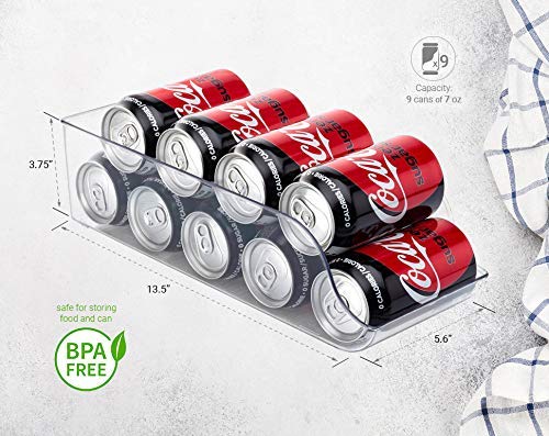 Set Of 2 - Jinamart Refrigerator Organizer Bin Pop Soda Can Beverage Holder For Fridge, Kitchen, Countertops, Cabinets - Clear Plastic Can Dispenser And Canned Food Pantry Storage Rack (Without Lid) #TOP2
