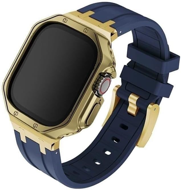 Bracelet montre silicone agate premium et boitier Apple Watch 49mm luxe