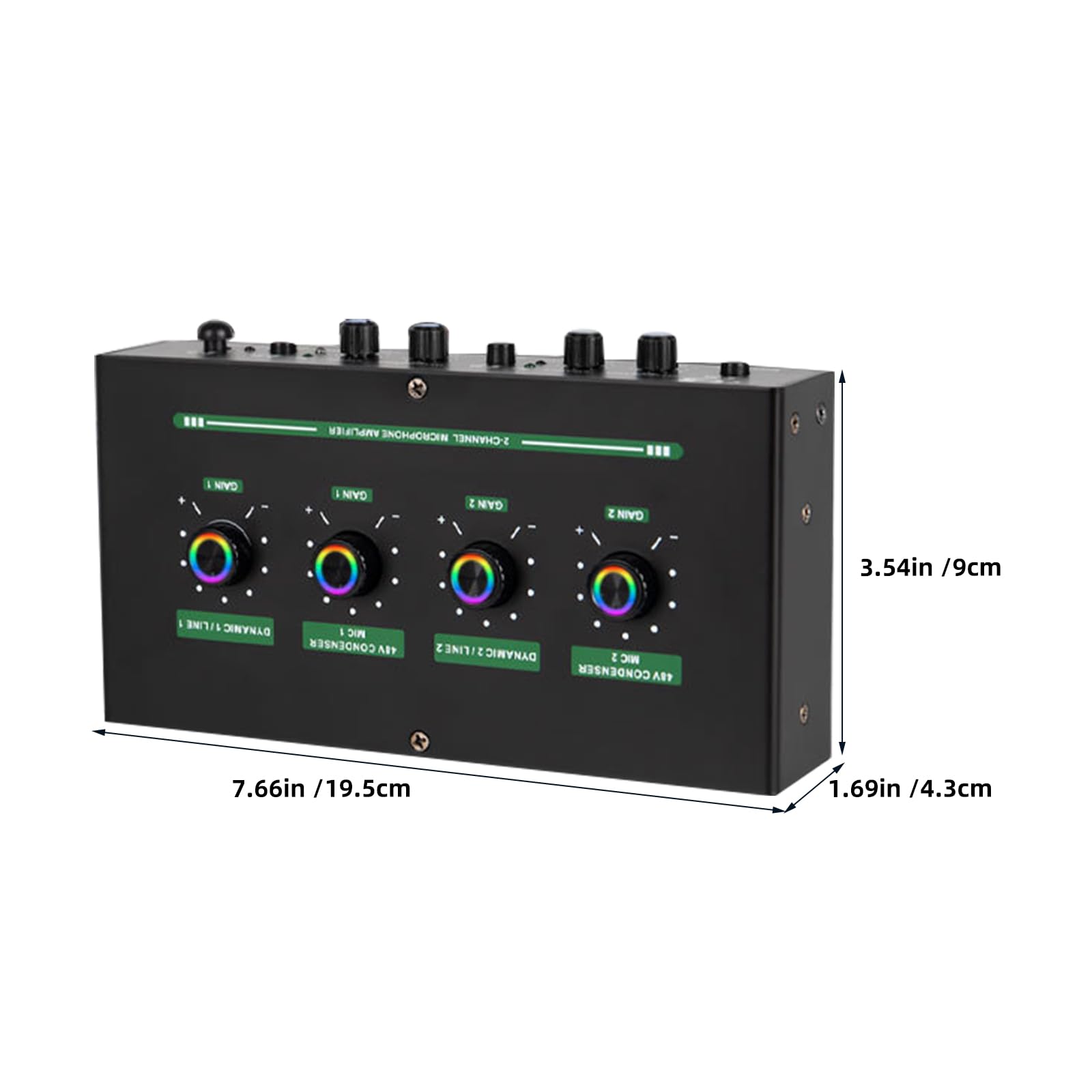 2-kanal Mikrofonverstärker mit Hallmischer, Schwarz, USB | Podcast und Voice Chat, Kunststoff Metall, Inkl Kabelsatz, 2: 1-adapter und Dreifach Datenkabel