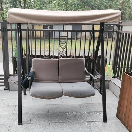 Waterproof Porch Swing Canopy Replacement Cover, Windproof Sunshade for 2-3 Seat Outdoor Garden Hammock Chair, Durable Patio Top Cover for Courtyard Use