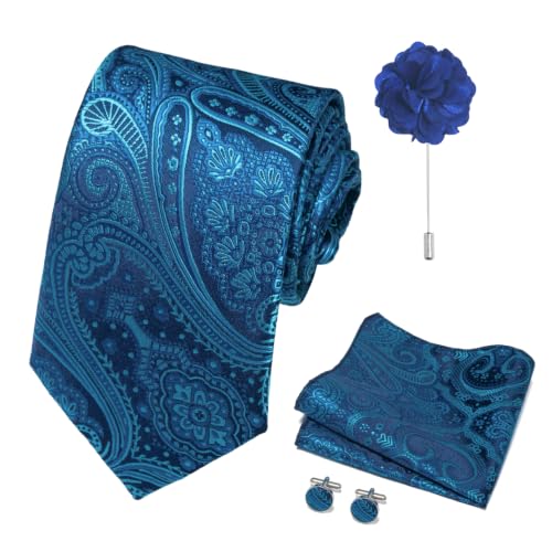 Image of joy alice 70 Colors Ties Set Men Mixed Color Necktie Handkerchief Cufflinks Brooch 3.15 Formal
