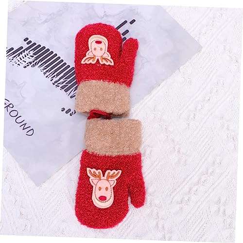 Girls' Winter Thermal Gloves Christmas Mittens Full Cover Elk Pattern Hand Warmth 2-5 Years Old 5