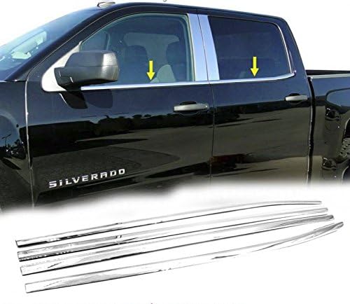 Polished Stainless Steel Chrome Window Sill Trims FOR 2014-2018 Chevy Silverado/GMC Sierra CrewCab Only