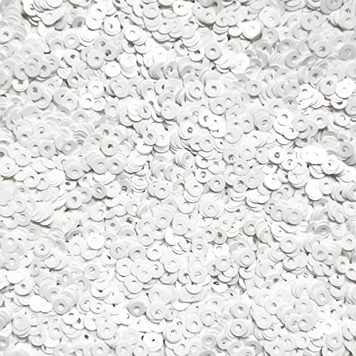 3mm Flat Sequins White Opaque Made in USA
