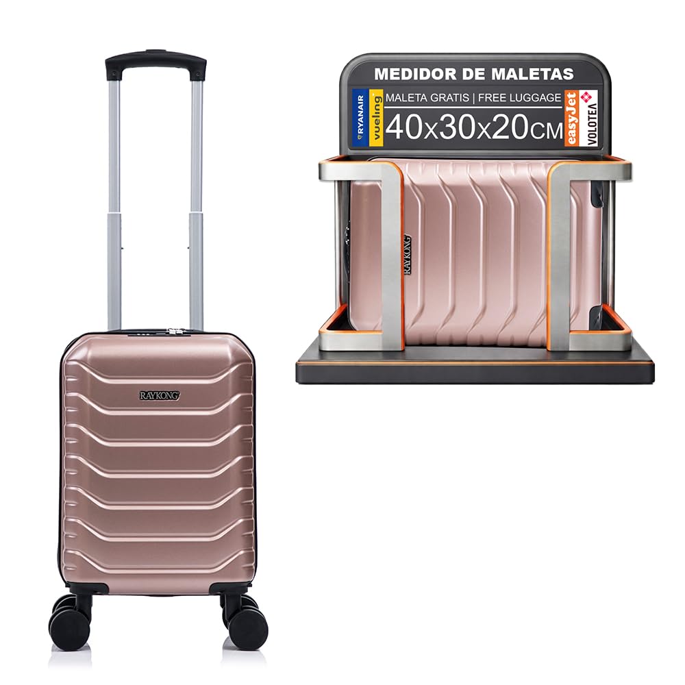 Maleta de Cabina ABS 40x30x20(24L)|Capacidad Maxima| Equipaje de Mano con Ruedas Desmontables para Ryanair | Vueling | EasyJet - RosaDorada