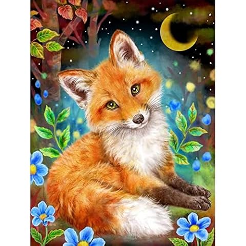 LWZAYS Diamond Painting Kits for Adults,Fox 5D Diamond Art Kits Adults,Canvas Wall Art for Hallway and Stairs(Fox 12x12inch) Cover