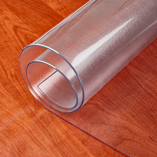 NECAUX 14 Inch Round Frosted Table Cover Protector, 1.5mm Thick, Upgraded Version, Unshrinkable Waterproof Oil Proof Plastic Tablecloth Protector Desk Mat by NECAUX - Image 2