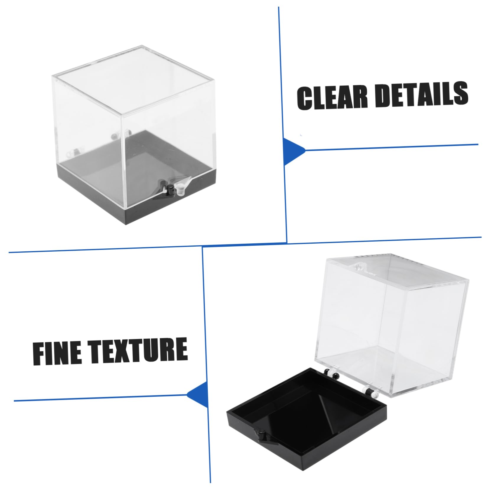 ROMISBABA 8 Pcs Plastic Specimen Box Storage Square Display Case for Mineral Specimen and Practical Showcase