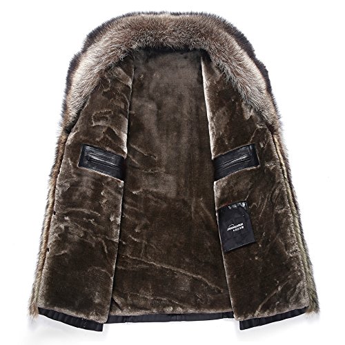 Winter Warm Parka Mens Leather Coat - Genuine Leather Jacket with Big Raccoon Fur Winter Warm Parka2