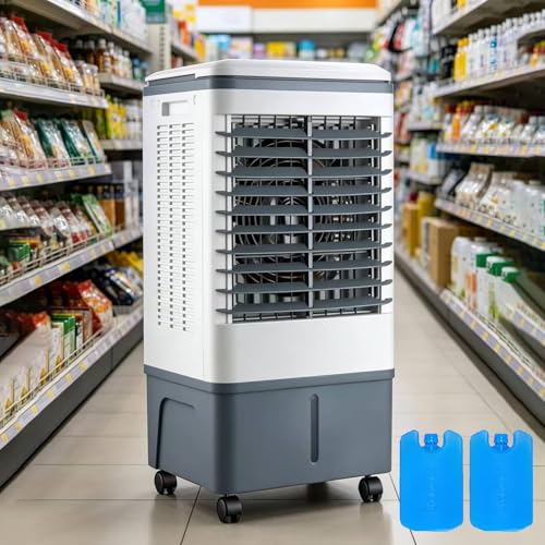 Aire acondicionado portátil, enfriador de aire evaporativo 3 en 1 con 3 velocidades y oscilación de 120°, tanque de agua grande de 20 litros, ventilador de refrigeración silencioso de 44 dB, CA