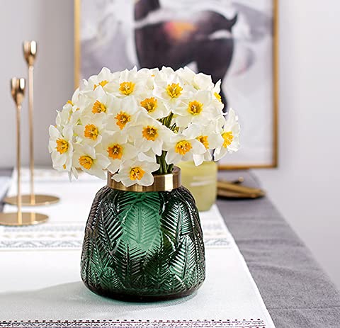 Decpro 12Pcs Artificial Daffodils Flowers, Silk Narcissus Fake Daffodils Flower Bouquets For Home Party Office Garden Indoor Outdoor Wedding Decor, Diy Flower Arrangements, Table Centerpieces, White #TOP1
