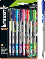 BIC Intensity Fineliner Medium Point Pen – Set of 8 Felt Pens, – Assorted Fashion Colours, No Bleed for Writing, Adult Colouring 978138