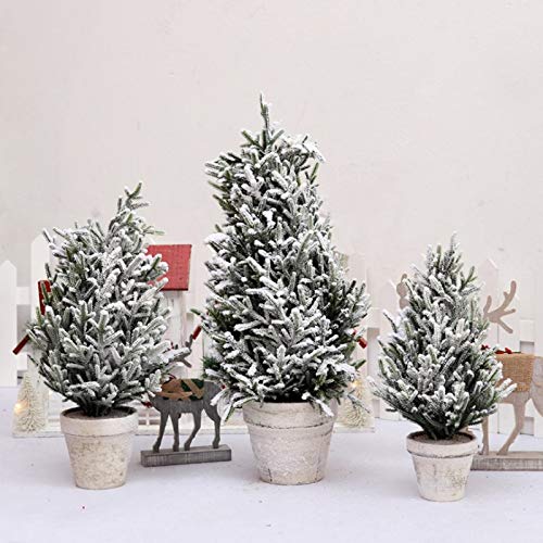 Twdyc Christmas Decorations Flocking Xmas Tree, On Mini Mall Decorated Pine Tree Tabletop Falling Snow Cedar Tree Ornaments (Size : C) #TOP2