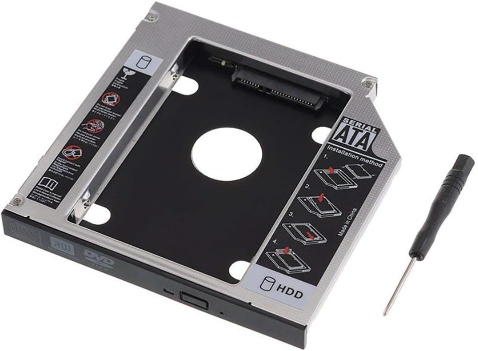 MthsTec SATA 2.5 inch Hard Drive HDD or SSD Caddy Case Tray for Lenovo, Asus, HP, Dell, ACER Laptop with 12.7mm Thick CD/DVD Drive Slot (Lenovo E550)