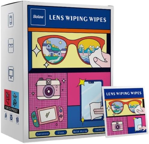 Lot De 100 Lingettes Nettoyantes pour Lunettes,lingettes jetables emballées individuellement pour lunettes,Nettoyage des Lentilles Écran Ordinateur...